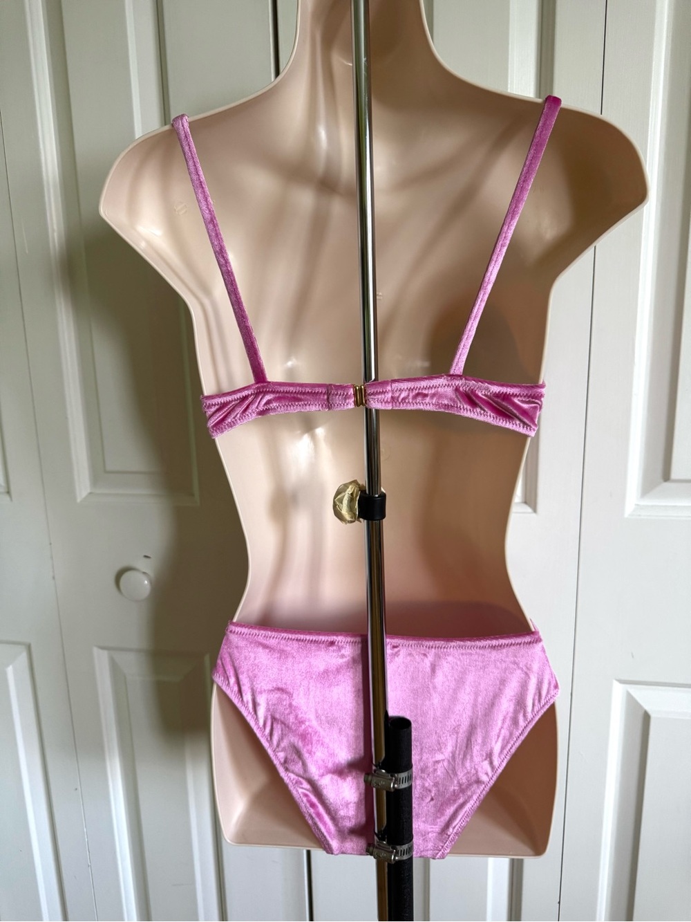 VALENTINO Sand Pink Velvet Bikini Swimsuit 6/42 Mint - Picture 2 of 6